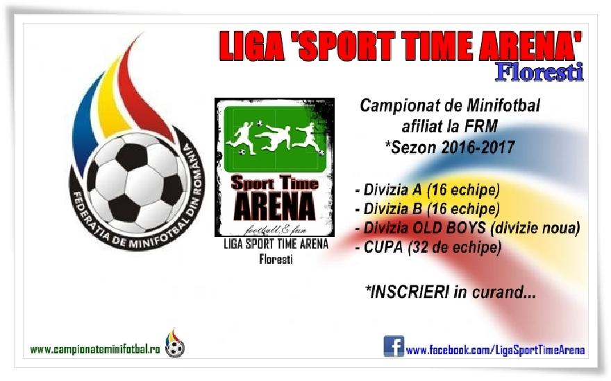 Incep INSCRIERILE in Campionatul Liga SportTimeArena, Floresti 2016-2017